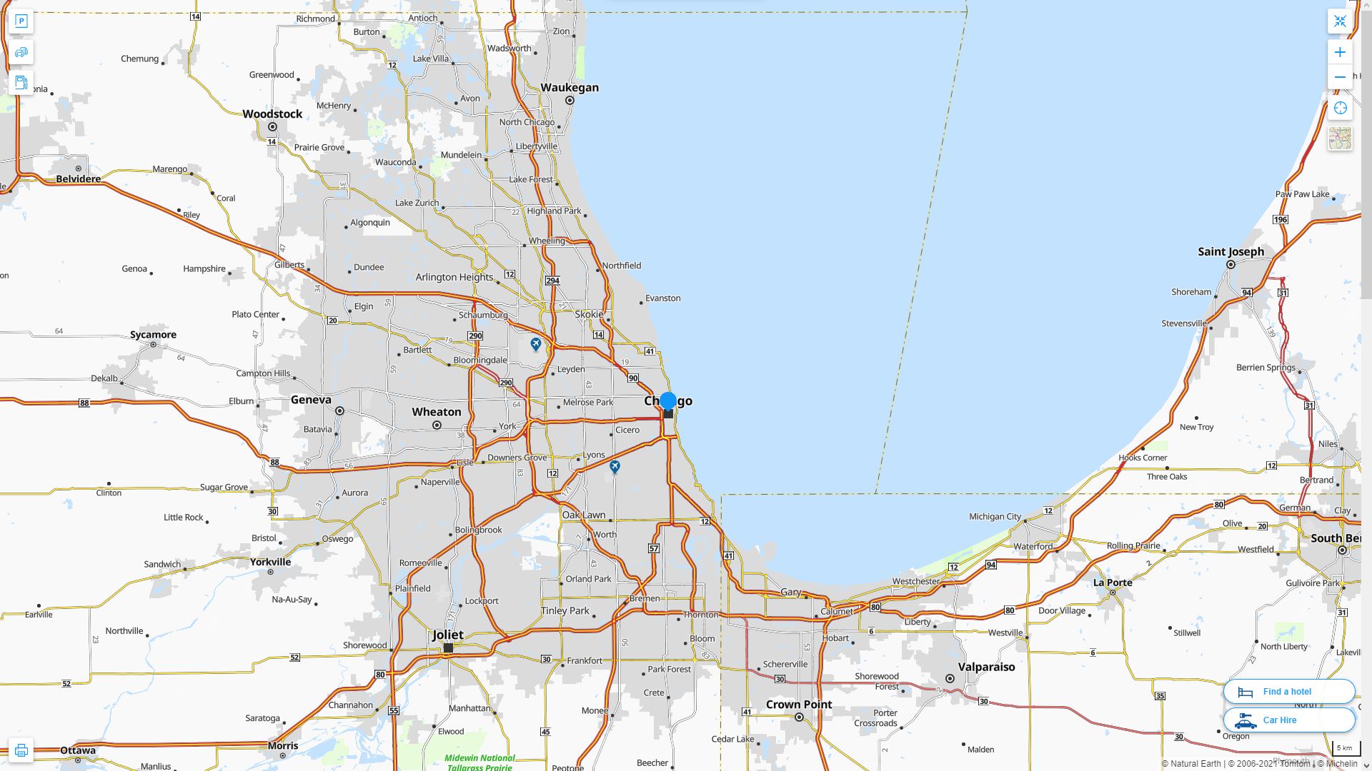 Chicago illinois Highway and Road Map